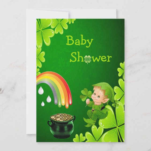 Niedliche St Patrick Tagesbaby-Dusche Einladung (Vorderseite)