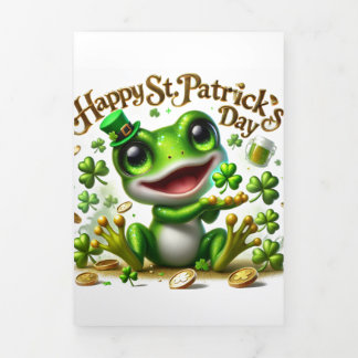 Niedliche St Patrick's Day Card mit Frog Dreifach Gefaltete Urlaubskarte