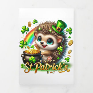 Niedliche St Patrick's Day Card mit Igel Dreifach Gefaltete Urlaubskarte
