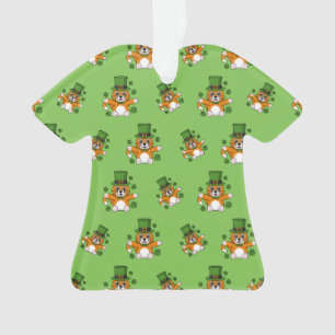 Niedliche St Patrick's Day Cat mit Kleeblättern Ca Ornament