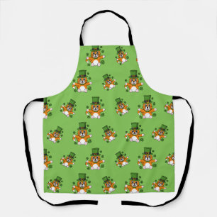Niedliche St Patrick's Day Cat mit Kleeblättern Ca Schürze