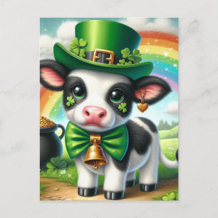 Niedliche St. Patricks Day Cow Postkarte