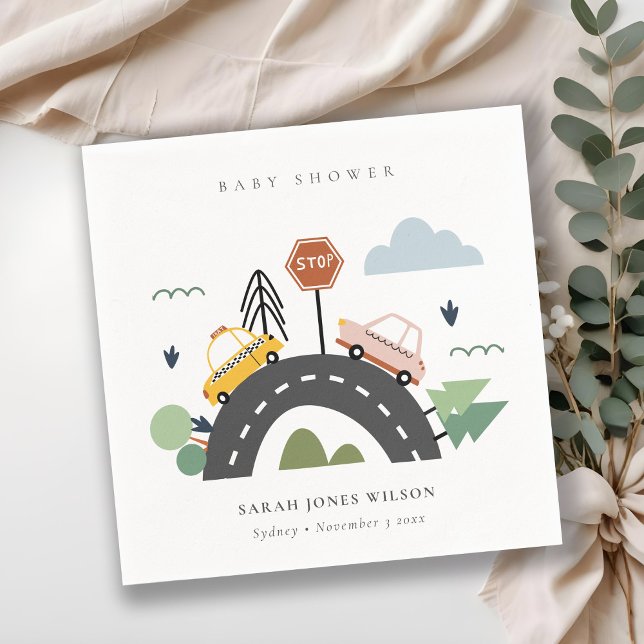 Niedliche Stadtautos Straßenbahn Stadtbild Kinderd Serviette (Von Creator hochgeladen)