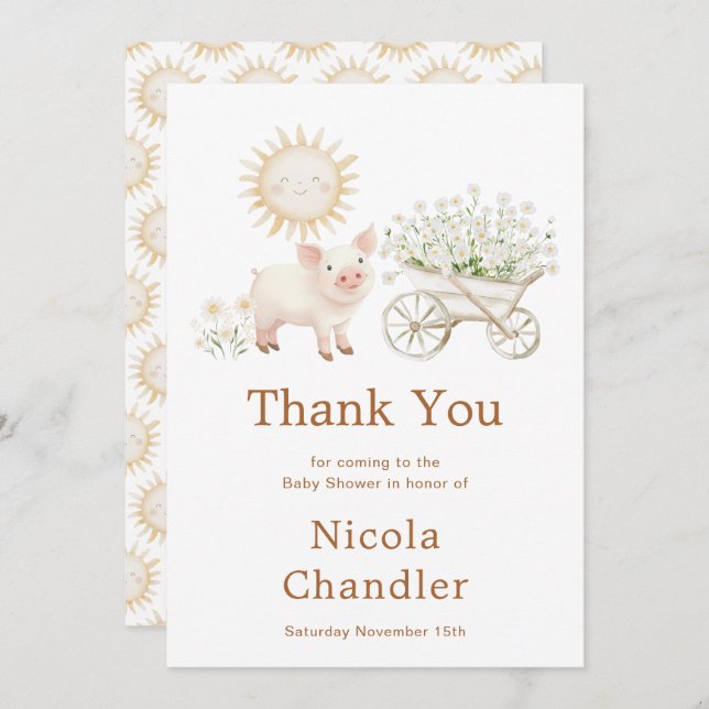 Niedliche Stalldusche Dankeskarte (Vorne/Hinten)