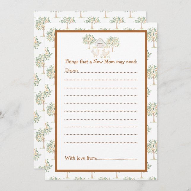 Niedliche Stalldusche Einladung (Vorne/Hinten)