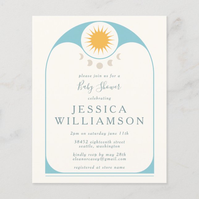 Niedliche Star Moon Blue Babydusche (Vorderseite)