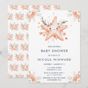 Niedliche Starfish Babydusche Einladung