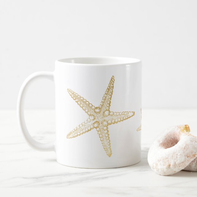 Niedliche Starfish-Strandseashell-Liebhaber-Tasse Kaffeetasse (Mit Donut)