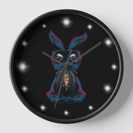 Niedliche Starlight Eyes Bunny in Meditation Yoga  Große Wanduhr