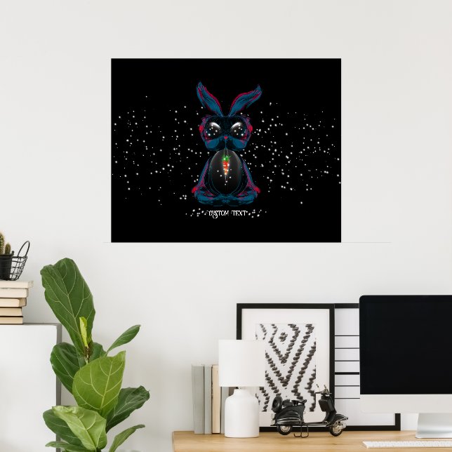 Niedliche Starlight Eyes Bunny in Yoga Pose Medita Poster (Heimbüro)
