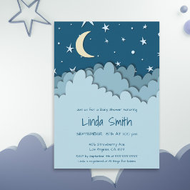 Niedliche Starry Night Blue Clouds Babydusche Einladung