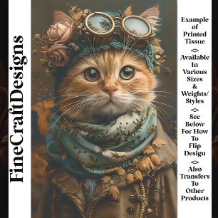 Niedliche Steampunk-Katze Whimsisches Kleidungsstü Seidenpapier