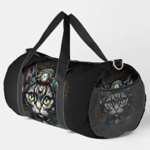 Niedliche Steampunkkatze mit Uhren und Gängen.