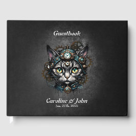 Niedliche Steampunkkatze mit Uhren und Gängen. Gästebuch