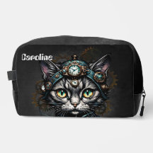 Niedliche Steampunkkatze mit Uhren und Gängen.