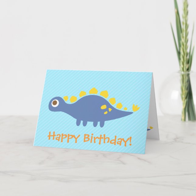 Niedliche Stegosaurus-Dinosaurier-Kinder glücklich Karte (Vorderseite)