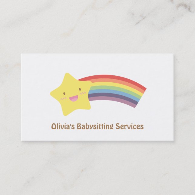 Niedliche Stern-und Regenbogen-Babysitting Visitenkarte (Vorderseite)