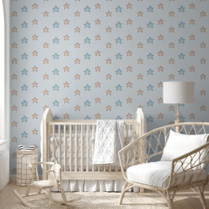 Niedliche Sterne auf Baby Blue Kinderzimmer Tapete