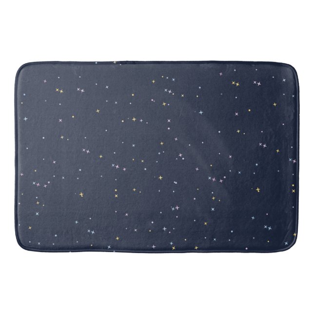 Niedliche Sterne auf einem funkelnden Night Sky Badematte (Vorderseite)