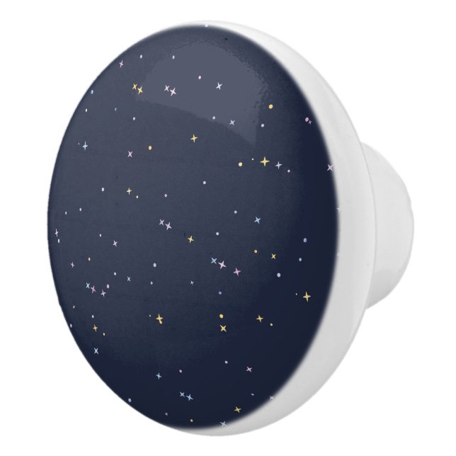 Niedliche Sterne auf einem funkelnden Night Sky Keramikknauf (Rechts)