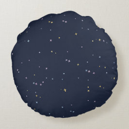 Niedliche Sterne auf einem funkelnden Night Sky Rundes Kissen