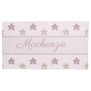 Niedliche Sterne mit Individuelle Name auf rosa Kissenbezug