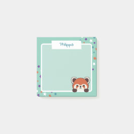 Niedliche Sterne & Peekabo Roter Panda Name hinzuf Post-it Klebezettel