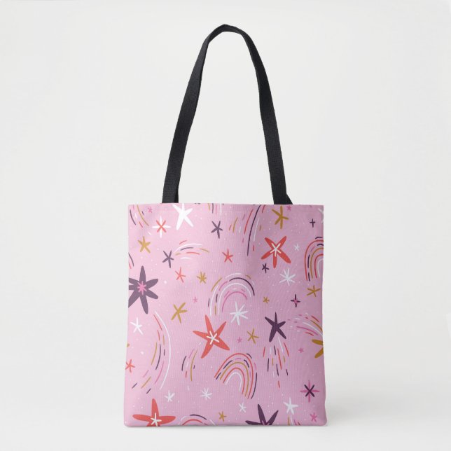 Niedliche Sterne Rainbows rosa Muster Tasche (Vorderseite)