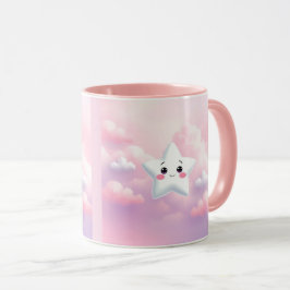 Niedliche Sterne Rosa Wolken Combo Tasse