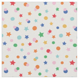 Niedliche Sterne und Dots konfetti auf weiß Stoff