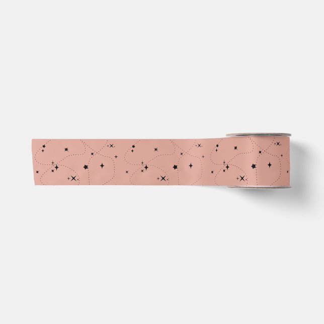 niedliche Sternenmuster alte Rose Satinband (Vorderseite)