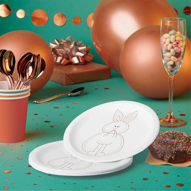 Niedliche Stickerei Bunny Rabbit Pappteller (Von Creator hochgeladen)