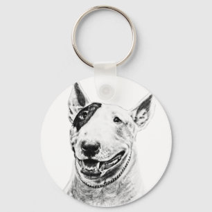 Niedliche Stier-Terrierhundekunst Schlüsselanhänger