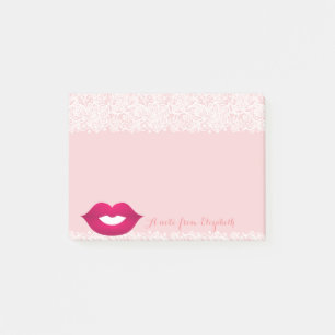 Niedliche Stilmädchen, Spitzen, Lippen Post-it Klebezettel