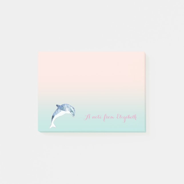 Niedliche Stilvoll, Dolphin, Personalisiert Post-it Klebezettel (Vorderseite)
