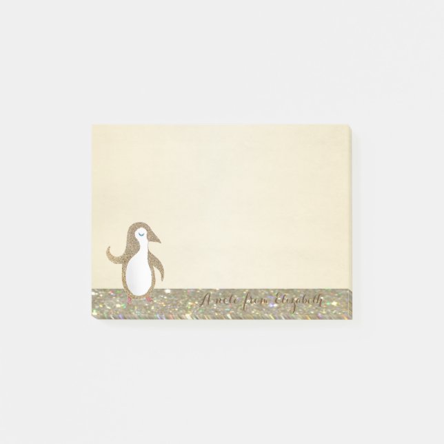 Niedliche, stilvolle Elegant, Happy Penguine Post-it Klebezettel (Vorderseite)