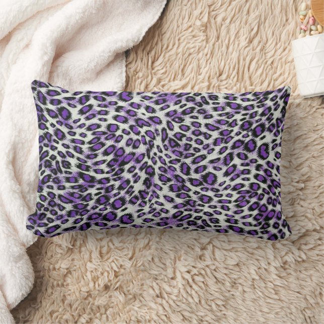 Niedliche stilvolle Elegant Lila Leopard Tierdruck Lendenkissen (Decke)