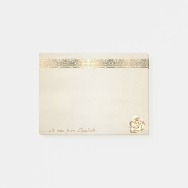 Niedliche, stilvolle Elegant, Spitzen, Gold Rose Post-it Klebezettel (Vorderseite)