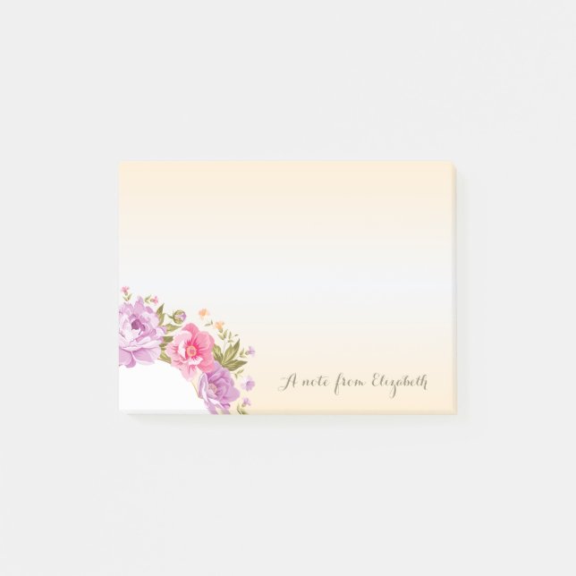 Niedliche, stilvolle Floral - Personalisiert Post-it Klebezettel (Vorderseite)