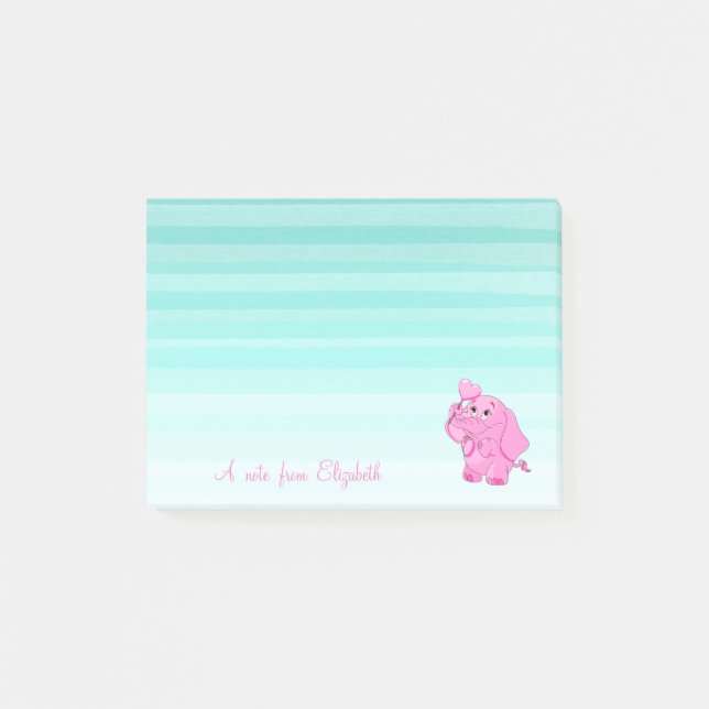 Niedliche, stilvolle Girly ,Baby Elephant Post-it Klebezettel (Vorderseite)