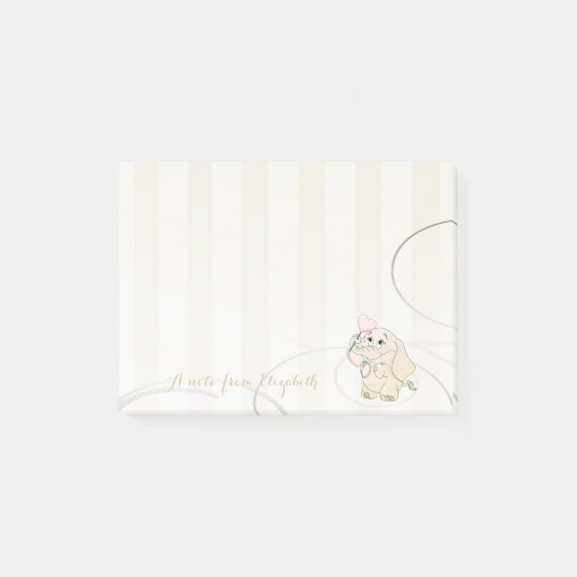 Niedliche, stilvolle Girly ,Baby Elephant Post-it Klebezettel (Vorderseite)