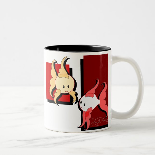 Niedliche stilvolle Goldfish-u. Koi Zweifarbige Tasse (Rechts)