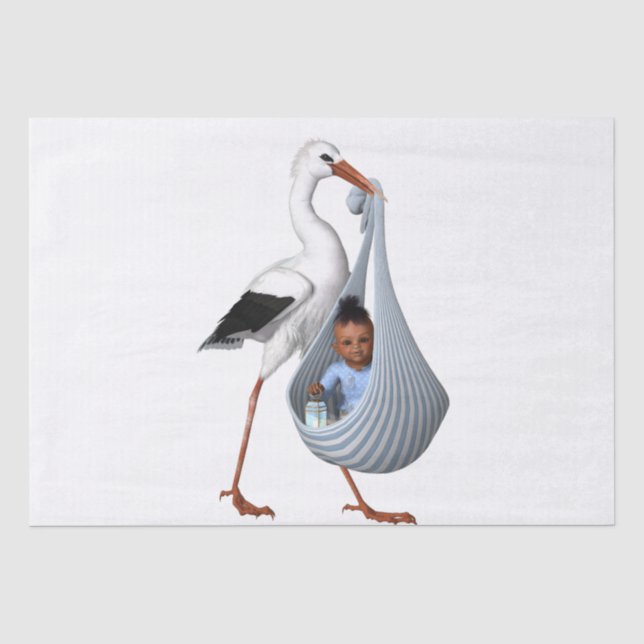 Niedliche Stork & Baby Moderne Babydusche Seidenpapier (Vorderseite)