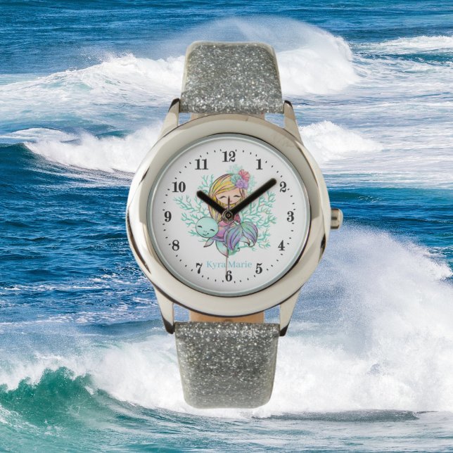 niedliche Strandfantasy-Meerjungfrau tragen Namen Armbanduhr (Von Creator hochgeladen)
