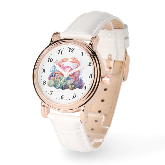 Niedliche Strandkrabbe Liebhaber von Aquarellfarbe Armbanduhr (Winkel)