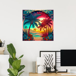 Niedliche Strandpalme Poster