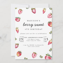 Niedliche Strawberry Girl's Birthday Party Berry S Einladung