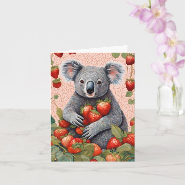 Niedliche Strawberry Koala Bear Geburtstagskarte Karte (Orchidee)