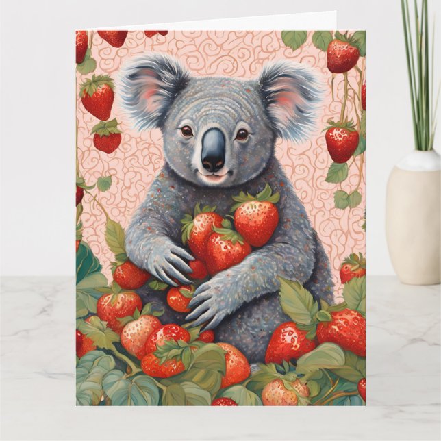 Niedliche Strawberry Koala Bear Geburtstagskarte Karte (Vorderseite)