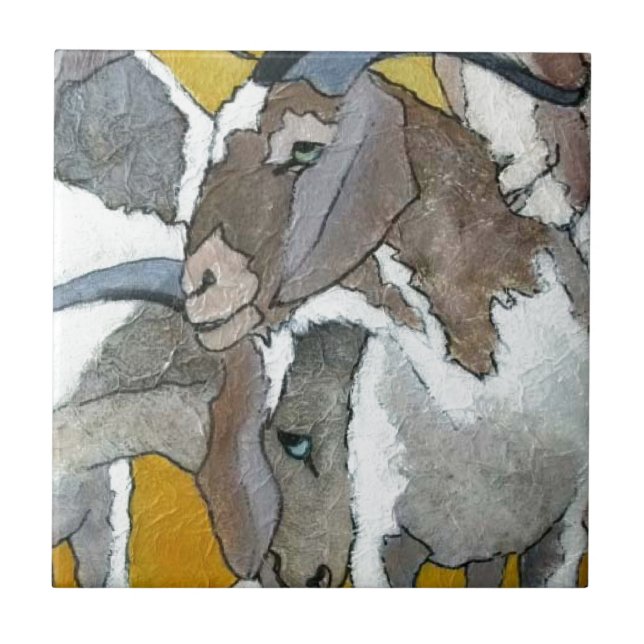 Niedliche streichelnde Ziegen Fliese (Vorderseite)